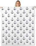 Castle Fairy Nautical Anchor Throw Blanket Arrow Ocean Navigation Fleece Flannel Blankets Kids Boys Girls Room Decor Anchors Bed Blankets for Bed Sofa Couch Black White Plush Blanket Twin 60"x80" by CastleFairy