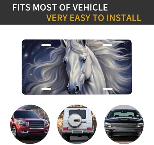 White Horse Front License Plate 6" * 12" for Women