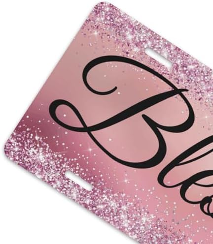 Blessed Pink Glitter Front License Plate 6" * 12" for Women