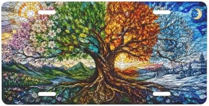 Stained Glass Tree of Life2 License Plate - 6x12 Inch Aluminum Novelty Decorative Vanity Metal Front Car Plate for Women Men by Unknown