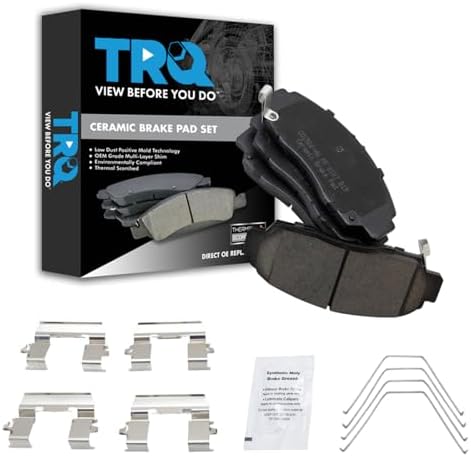TRQ Front Brake Pads Ceramic Hardware Wear Sensor