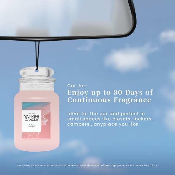 Yankee Candle Classic Paper Car Jar Air Freshener, Hanging Car Freshener, Long Lasting Car Fragrance, Pink Sands (Pack of 6) - Image 5