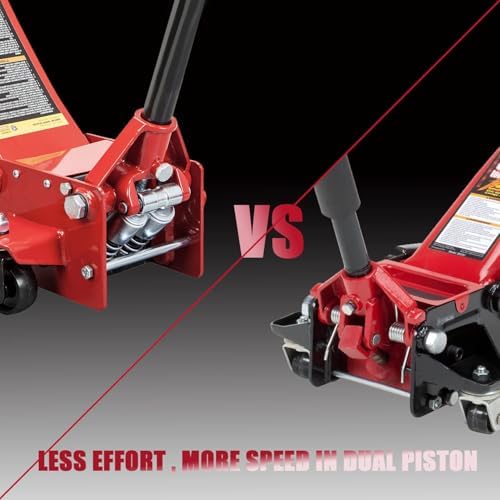 Big RED ATZ830026XR Torin Hydraulic Ultra Low Profile Heavy Duty Steel Service/Floor Jack with Dual Piston Quick Lift Pump, 3 Ton (6,000 lb) Capacity, Red - Image 3