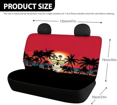 Sunset Skull Car Seat Covers Auto Rear Seats Cushion Cover,Washable Bucket Seat Cushion Protector Backseats Covers for Girls Women,Fit Most Cars,Sedan,SUV,Van