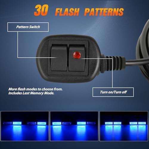 Nilight 40LED Blue Emergency Strobe Traffic Advisor Light Bar with Suction Cups Dash Safety Warning Hazard Flashing Lights Interior Front/Rear Windshield for Trucks Construction Vehicles