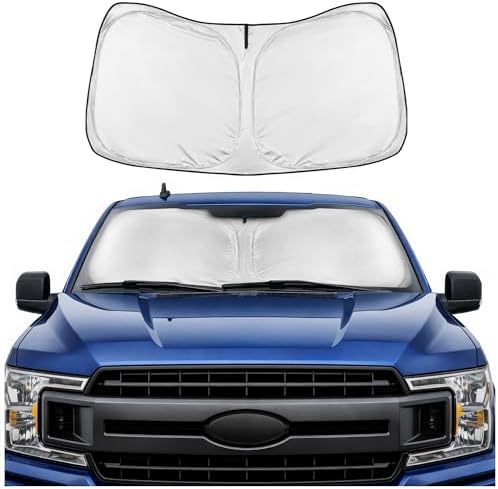 Motor Trend Custom Fit Ford F150 Sun Shade for Windshield 2015-2020 Ford F150 Accessories - Car Accessories Foldable Front Windshield Car Sun Shade - Automotive Interior Sunshade Visor UV Protection