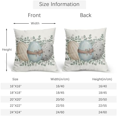 Easter Pillow Covers 20x20 Set of 2 Spring Throw Pillow Covers Rustic Cute Eggs Pillowcase Linen Decoration Farmhouse Soft Decorative Blue Cushion Case Couch for Indoor Outdoor Home Decor - Image 4