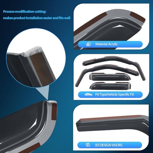 Nilight in-Channel Rain Guards for Ford F150 2004-2014 Super Cab