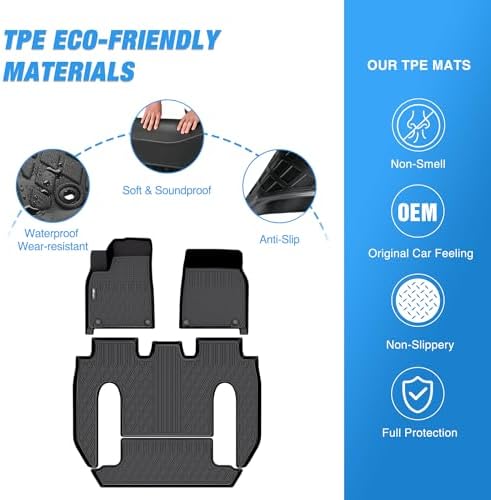 Nilight TPE Floor Mats for Tesla Model X 6 Seater