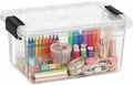 Superio 1.05 Quart Mini Clear Plastic Storage Container with Lid, Stackable Small Organizer Box for Crayons, Art Supplies, Beads, Sewing, Stationery & Food Storage, 24 Pack by Superio