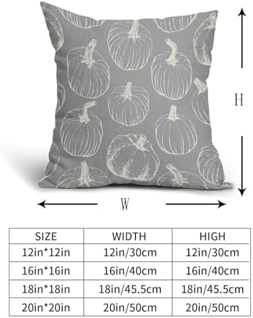 Grey Gray Fall Pumpkin Pillow Covers 22x22 Set of 2 Autumn Themed Thanksgiving Cream Print Decorative Throw Pillows Outdoor PillowCase Farmhouse Linen Cushion Case Decor for Home Sofa Couch Bed - Image 5