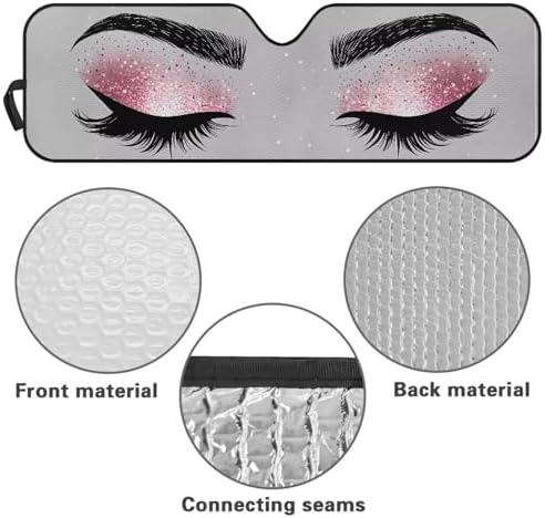 Renewold Eyelash Car Windshield Sunshade Car Front Window Sun Shade for Jeep Wrangler JK JKU JL JLU 1997-2023 2 & 4 Door Jeep Gladiator Auto Sun Blocker Visor Shield Decor Cover Keep Vehicle Cool