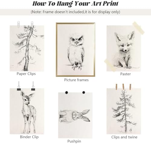 Vintage Nursery Wall Art Woodland Animal Canvas Decor Baby Room Wall Art Forest Animal Pictures Kids Tree Prints Posters Nature Deer Fox Painting Nursery Artwork for Bedroom 12x16x7 Inch Unframed - Image 7