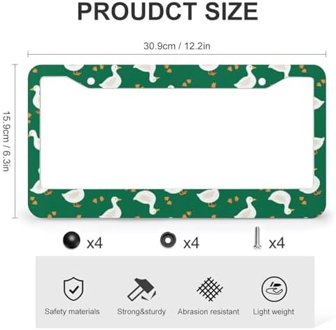 White Geese Ducks 2 Holes Aluminum License Plate Frames 2Pcs Solid Rust-Proof Camomile Flowers Standard US Car License Plate Frame Cover Holder Universal for Women&Man 12.2x6.3 in