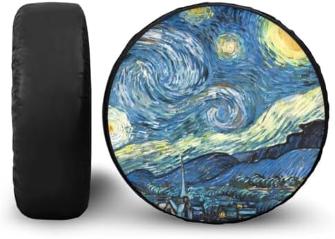 Starry Night Spare Tire Cover, Dust-Proof Spare Tire Cover Wheel Covers, Weatherproof Universal Wheel Protectors for SUV Truck Trailer Camper RV (17 Inch for Diameter 31.6"-32.5")