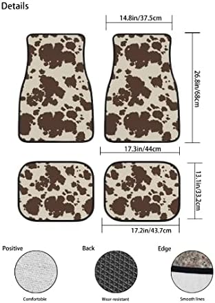 Cow Car Floor Mats Set of 4,Brown Cow Animal Print Vehicle Front Rear Carpets Mat Stylish Car Floor Carpets Rugs Non-Slip Auto Foot Mats Cushioned Car Accessories Universal Fit for Car SUV Truck Van