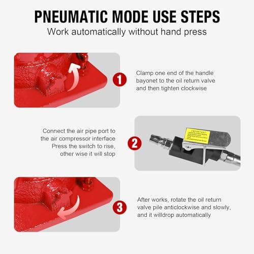 Big RED AQD20TR Air Hydraulic Bottle Jack: Heavy Duty Professional Lift with Dual-Power Operation, 10.24"-20.08" Adjustable Lift Range & Safety Valve - 20 Ton (40,000 LBS) - Image 6