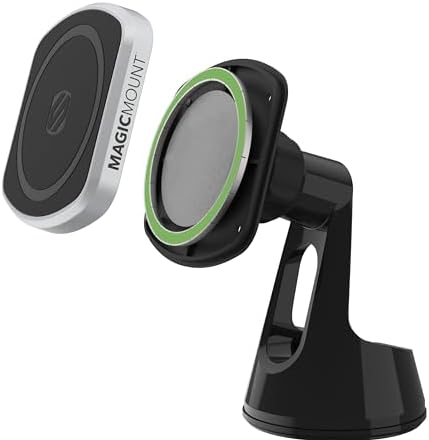 Scosche MP2ROWD MagicMount Pro2 MagSafe Car Dashboard/Windshield Suction Mount, Hands-Free Cell Phone Holder Compatible with iPhone 16/15/14/13/12 Series and More with MagicRing Adapter, Pack of 2