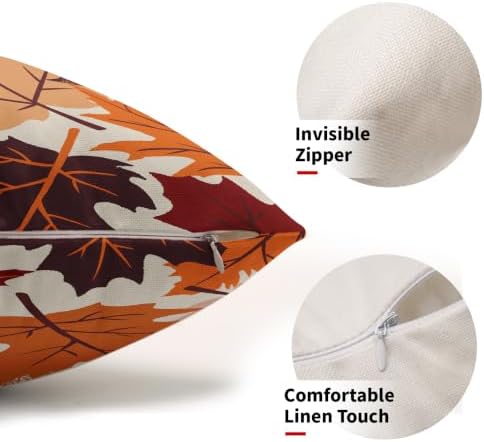 Fall Leaves Pillow Covers 12x20 Set of 2, Maple Leaf Autumn Harvest Thanksgiving Decorative Lumbar Throw Pillow Cases Holiday Outdoor Seasonal Farmhouse Decor for Sofa Couch Bed - Image 2