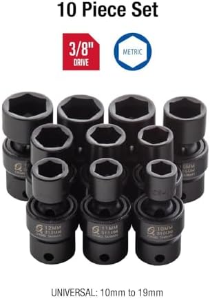 SUNEX TOOLS 3657, 3/8 Inch Drive Universal Impact Socket Set, 10-Piece, Metric, 10mm - 19mm, Cr-Mo Alloy Steel, Radius Corner Design, Dual Size Markings, Heavy Duty Storage Case, Meets ANSI Standards - Image 2