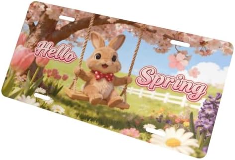 Bunny Flowers Front License Plate Car Decorative License Plates
