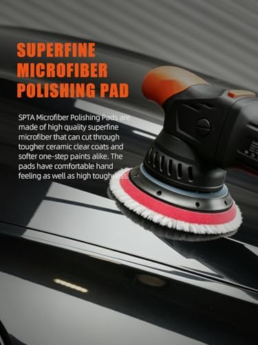 SPTA Microfiber Cutting Pads, Microfiber Finishing Pads 2Pcs 6Inch 150mm Finishing Disc Soft Microfiber Wax Removal Pad for Dual Action Car Polisher Finishing Polishing Waxing -MPBFS6W-2 - Image 5