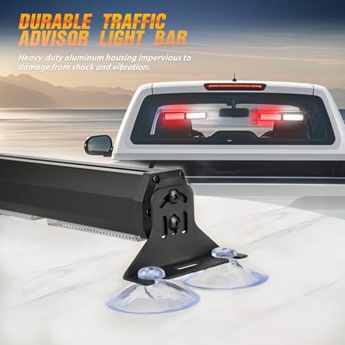 Nilight 40LED Red White Emergency Strobe Traffic Advisor Light Bar with Suction Cups Dash Safety Warning Hazard Flashing Lights Interior Front/Rear Windshield for Trucks Construction Vehicles