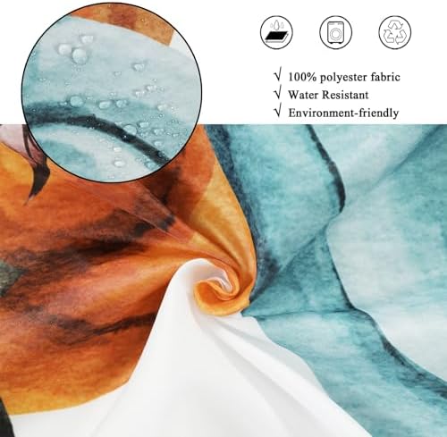Fall Shower Curtain, Watercolor Autumn Leaves Pumpkins Harvest Fruits Thanksgiving Day Bathroom Curtain Waterproof Fabric Machine Washable with Hooks, 48" Wx72 L - Image 4
