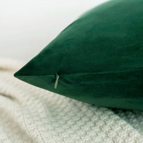 VAKADO Christmas Emerald Green Velvet Throw Pillow Covers 24x24 Set of 2 - Image 4