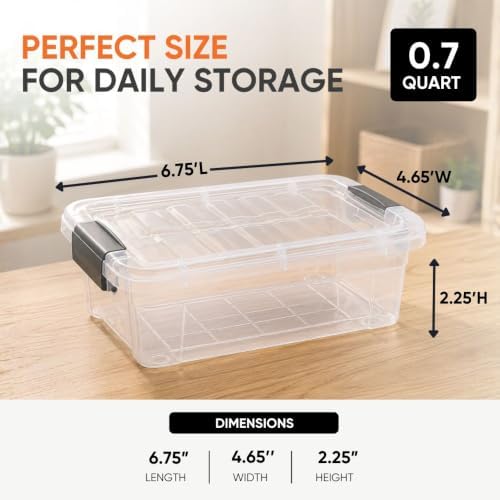 Superio 0.7 Quart Mini Clear Plastic Storage Container with Lid, Stackable Small Organizer Box for Crayons, Art Supplies, Beads, Sewing, Stationery & Food Storage, 12 Pack - Image 3