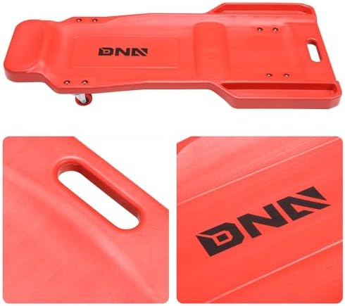 DNA Motoring 38 Inches Low Profile Plastic Rolling Garage Shop Floor Creeper with Side Pockets & 4pcs Casters, Red, TOOLS-00393 - Image 4