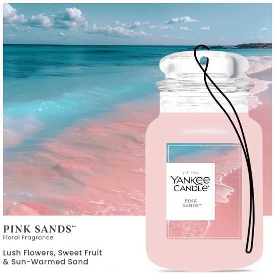 Yankee Candle Classic Paper Car Jar Air Freshener, Hanging Car Freshener, Long Lasting Car Fragrance, Pink Sands (Pack of 6) - Image 4