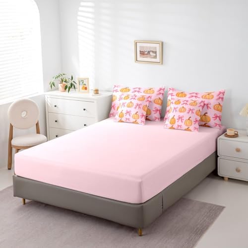 Erosebridal 7 Pcs Pumpkin Bed in A Bag Twin Kawaii Pink Bowknot Bedding Set - Image 5