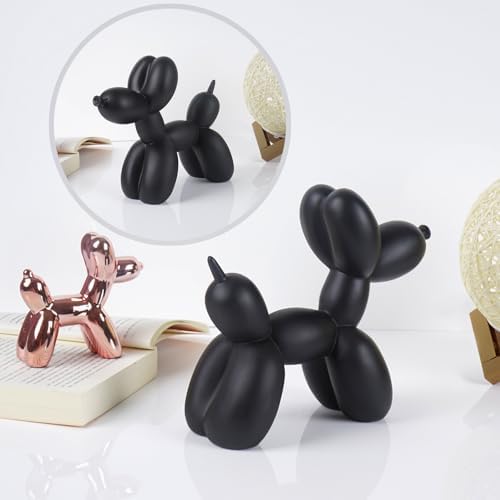Notakia Creative Black Balloon Dog Decor Statue Crafts Living Room Decor Desktop Decorations,Handmade Modern Small Shelf Animal Statue Ornament Home Decor (Big Pure Black) - Image 6