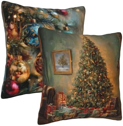 Christmas Tree Pendant Throw Pillow Covers 18x18 inch Set of 2 Pillow Case Cushion Cover for Home Sofa Couch Living Room Car Decor - Image 2
