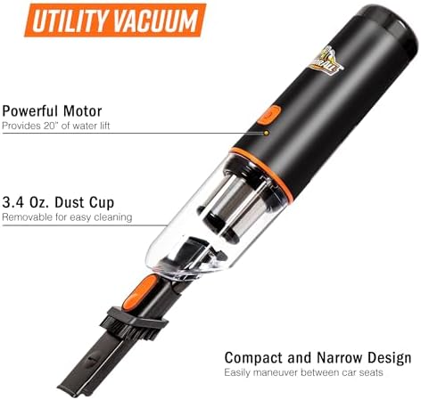 Armor All AA07V2 0901 Cordless Car Vacuum Handheld Mini Vacuum Cleaner for Car Interior Home, Orange