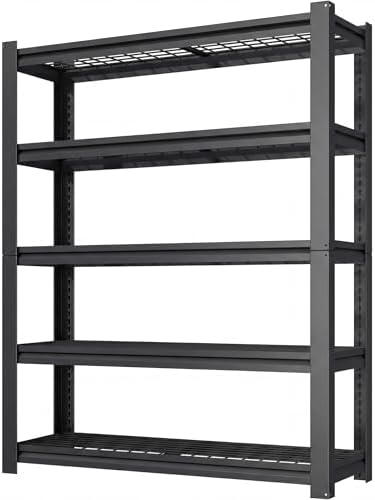 72" H Heavy Duty Garage Shelving, Metal Storage Shelves, 5 Tier Adjustable Storage Shelves, Industrial Utility Rack for Warehouse, Basement, Workshop, Kitchen, 16" D×35" W×72" H, Black by Unknown