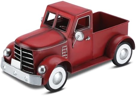 Red Truck Farmhouse Table Decor, Farm Metal Car Tabletop Ornament by Addbliss
