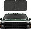 Windshield Sun Shade for Chevy Silverado 2500 2015-2019, Foldable Front Window Sunshade, UV Heat Blocker, Interior Protection Sun Shield, Keeps Truck Cab Cool, Heavy-Duty Truck Accessory - Charcoal