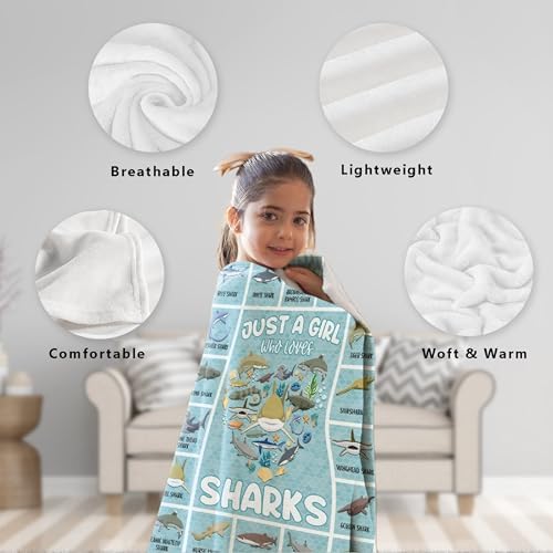 Shark Gifts - Just a Girl Who Loves Sharks Blanket for Kids Boys Girls Shark Lovers - Types of Sharks Plush Cozy Flannel Cute Animal Educational Throw Sheet Decor for Couch Daycare Nap Car - 50" X 40" - Image 6