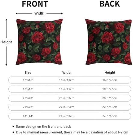 KiuLoam Black and Red Roses Pillow Covers 22x22 Set of 2, Vintage Romantic Valentine Print Decorative Throw Pillow Cases, Farmhouse Style Cushion Covers for Sofa Couch Living Room Bedroom - Image 4