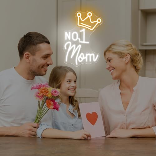No.1 Mom Neon Sign, Happy Mother's Day LED Light, Gift for Mom, Mother's Day Neon Light, Home Wall Decor Room Decoration, 15.7"x11.2" - Image 2