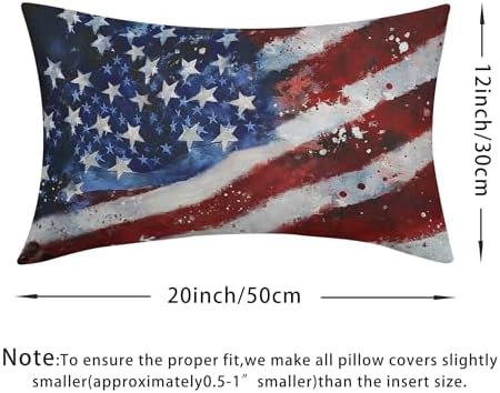 4th of July Pillow Covers 12x20 Set of 2, Patriotic Throw Pillow Covers Independence Memorial Day Pillowcase, Summer Flag Decorative Fourth of July Cushion Case Couch for Indoor Outdoor Home Decor - Image 4