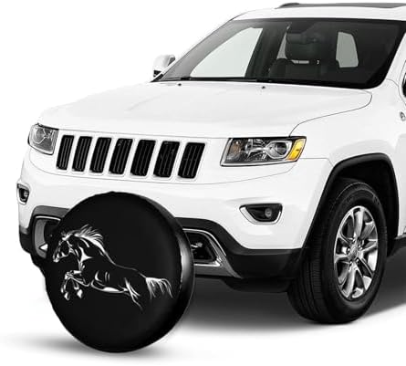 Horse Spare Tire Cover Black Wheel Tire Covers Waterproof Weatherproof Wheel Tire Protector UV Sun Protection Tyre Covers Universal Fit for Travel Truck Trailer RV SUV Car Camping Vehicle 16 Inch