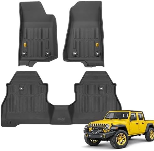 Cat® JustFit™ 3D Floor Mats for Jeep Gladiator (JL) 2020-2026, All Weather Custom Fit Jeep Gladiator Floor Liners with Extended Coverage Design, Car Floor Mats (Full Set Front & Rear)