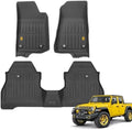 Cat® JustFit™ 3D Floor Mats for Jeep Gladiator (JL) 2020-2026, All Weather Custom Fit Jeep Gladiator Floor Liners with Extended Coverage Design, Car Floor Mats (Full Set Front & Rear)