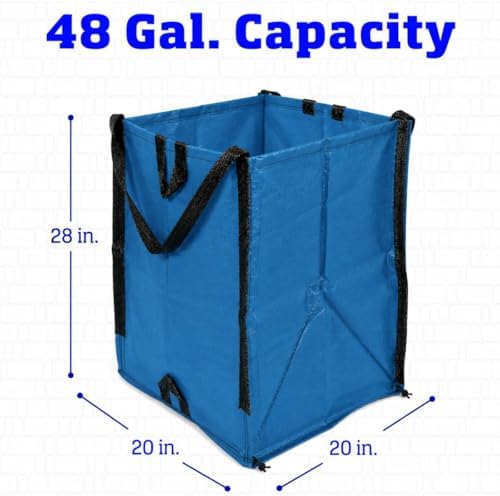 DURASACK Heavy Duty Home and Yard Bags 48-Gallon Reusable Self-Standing Lawn and Leaf Bags Garbage Can with Reinforced Handles, Ocean Blue, 3 Pack - Image 3
