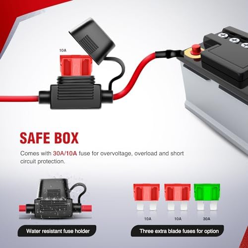 Nilight - 10019W LED Light Bar Wiring Harness Kit 12AWG Heavy Duty 12V 5Pin Rocker Switch Laser On off Waterproof Switch Power Relay Blade Fuse-1 Lead,2 Years Warranty