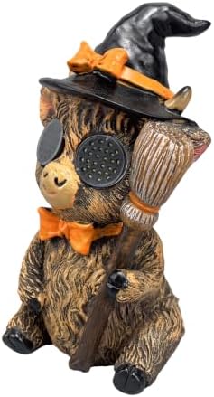 Halloween Highland Cow LED Statue, Witch Broom Decor - Image 6