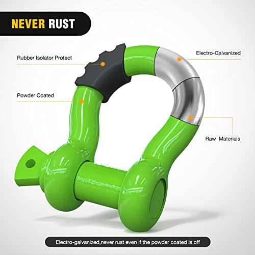 Nilight 2 Pack 3/4" D-Ring Shackle with 7/8" Screw Pin 41,887lbs Break Strength, Heavy Duty Off Road Recovery with Isolators Washers for Use with Tow Strap, Winch, Off-Road Jeep Truck Vehicle